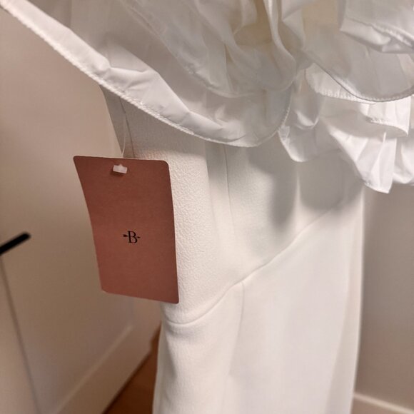 REBECCA VALLANCE CHLOE TAFFETA ONE-SHOULDER CREPE COLUMN GOWN- US 4 - Picture 6 of 8